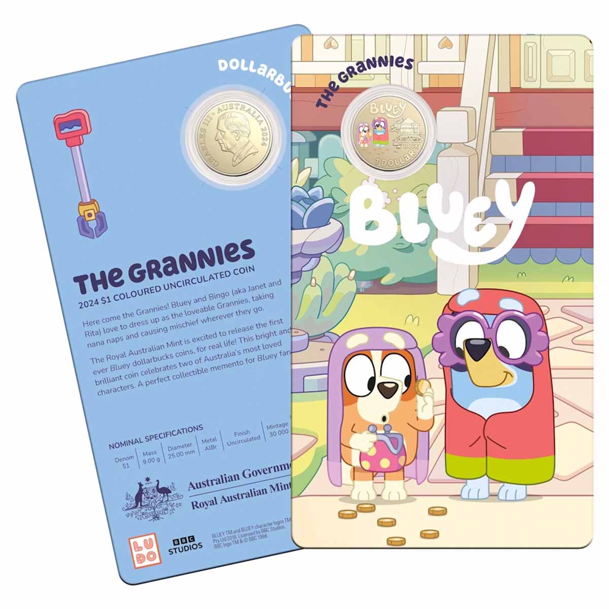 Australian Bluey Dollarbucks - The Grannies 2024 $1 Al-Br Coloured Uncirculated Coin - Image 4
