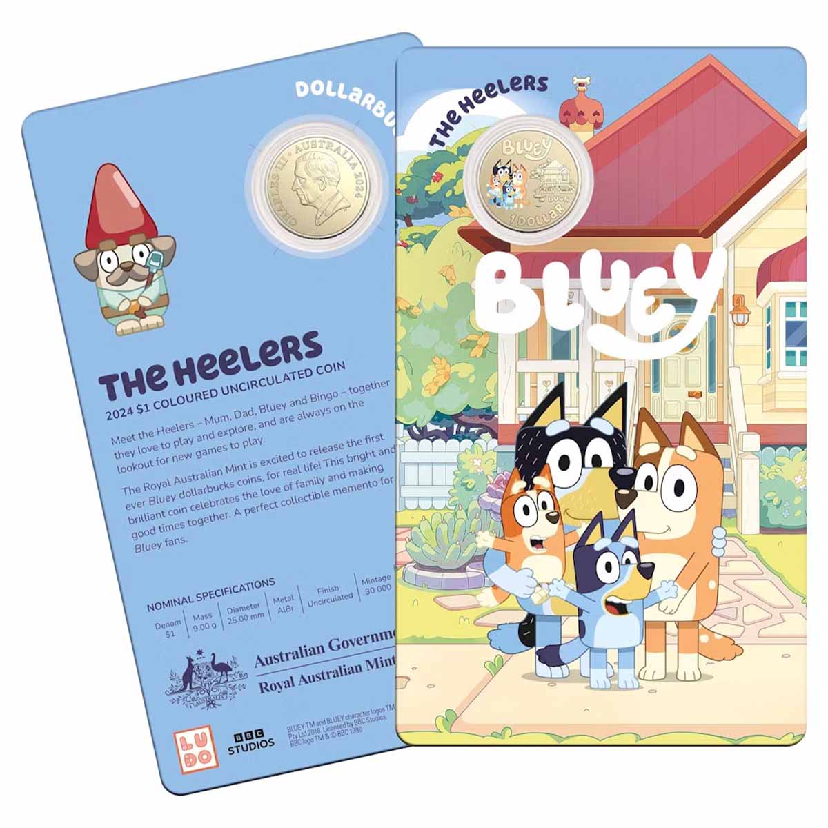 Australian Bluey Dollarbucks - The Heelers 2024 $1 Al-Br Coloured Uncirculated Coin - Image 3