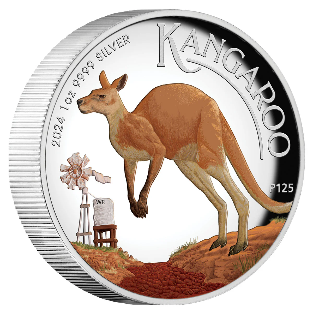 Australian Kangaroo 2024 $1 1oz Silver Proof High Relief Coloured Coin
