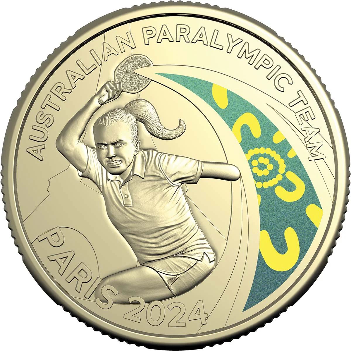 Australian Paralympic Team 2024 $1 Coloured Al-Br Uncirculated Coin - Image 2