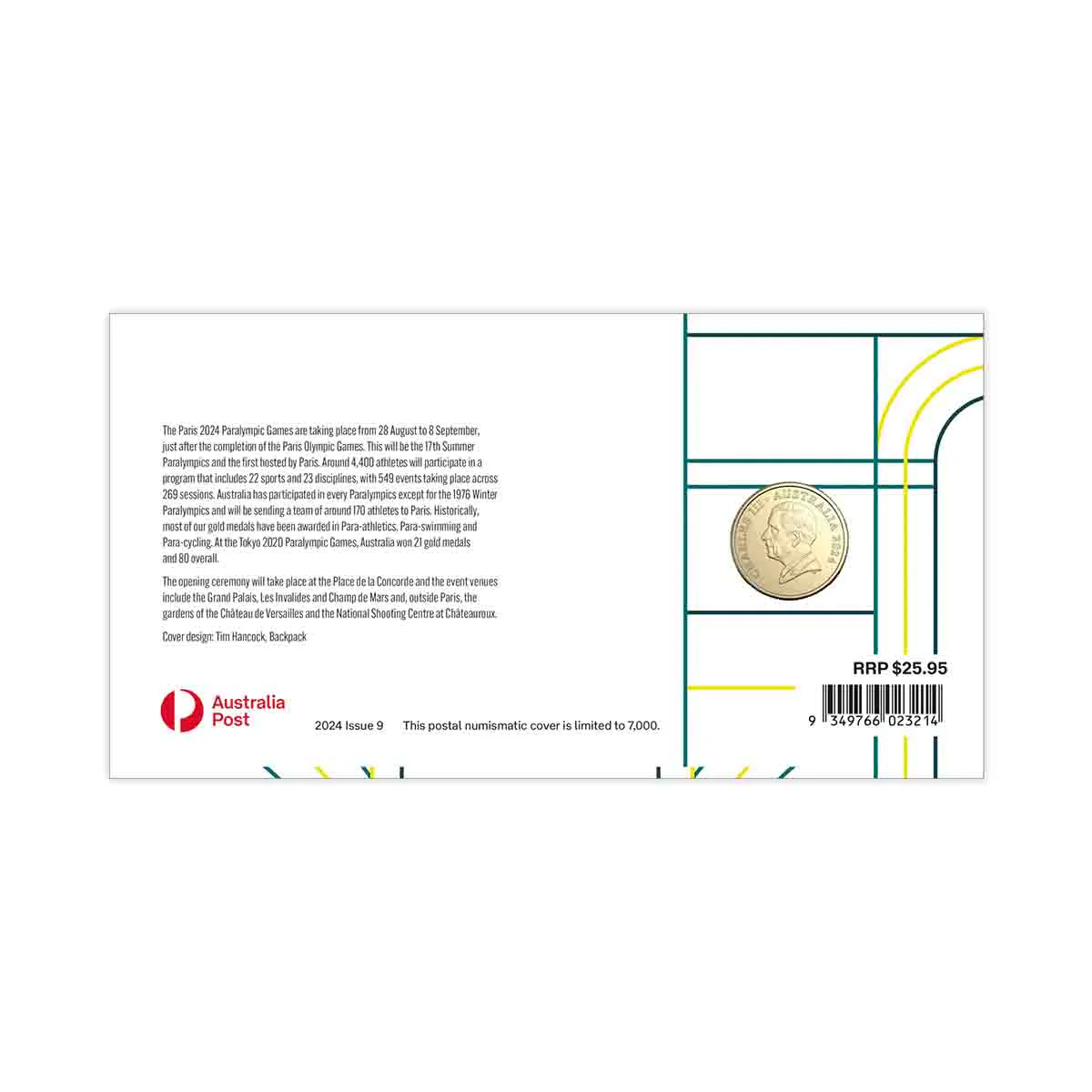 Australian Paralympic Team 2024 $1 Stamp & Coin Cover - Image 4