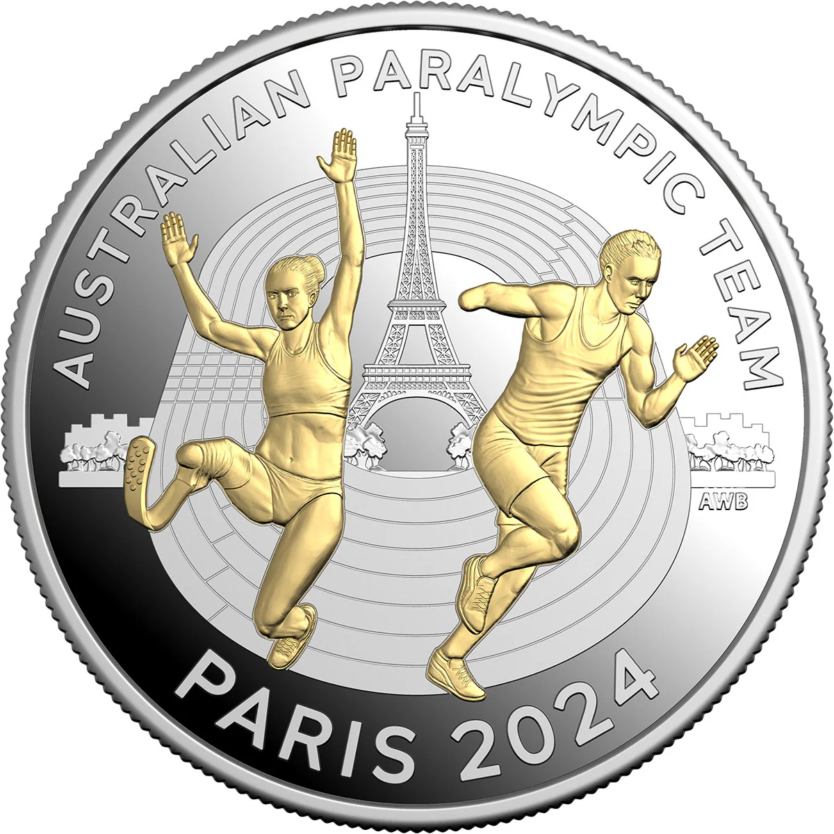 Australian Paralympic Team 2024 $5 1oz Selectively Gold-Plated Silver Proof Coin