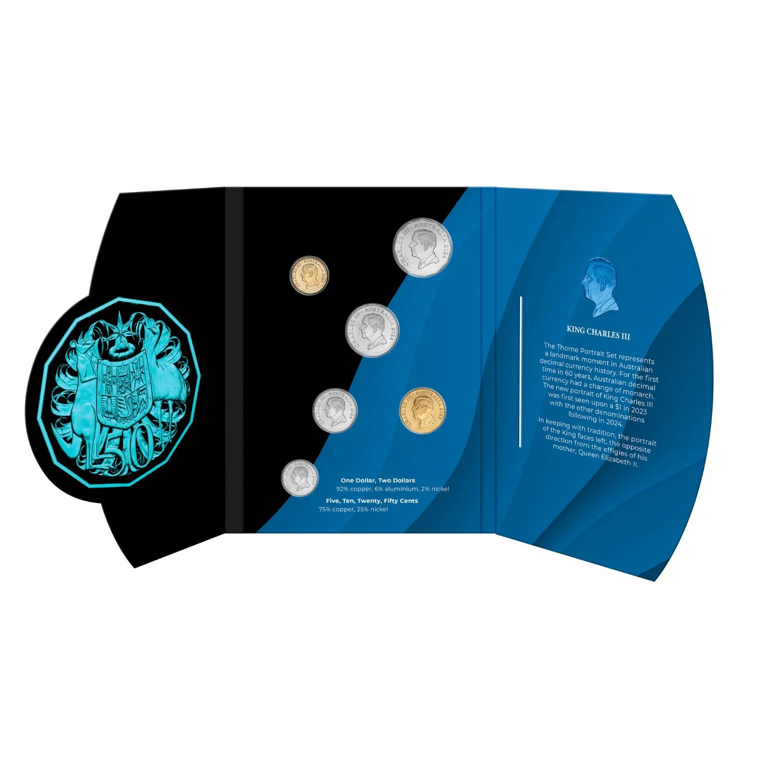 Australia Charles III 2023-Present Daniel Thorne Portrait Uncirculated 6-Coin Set - Image 2