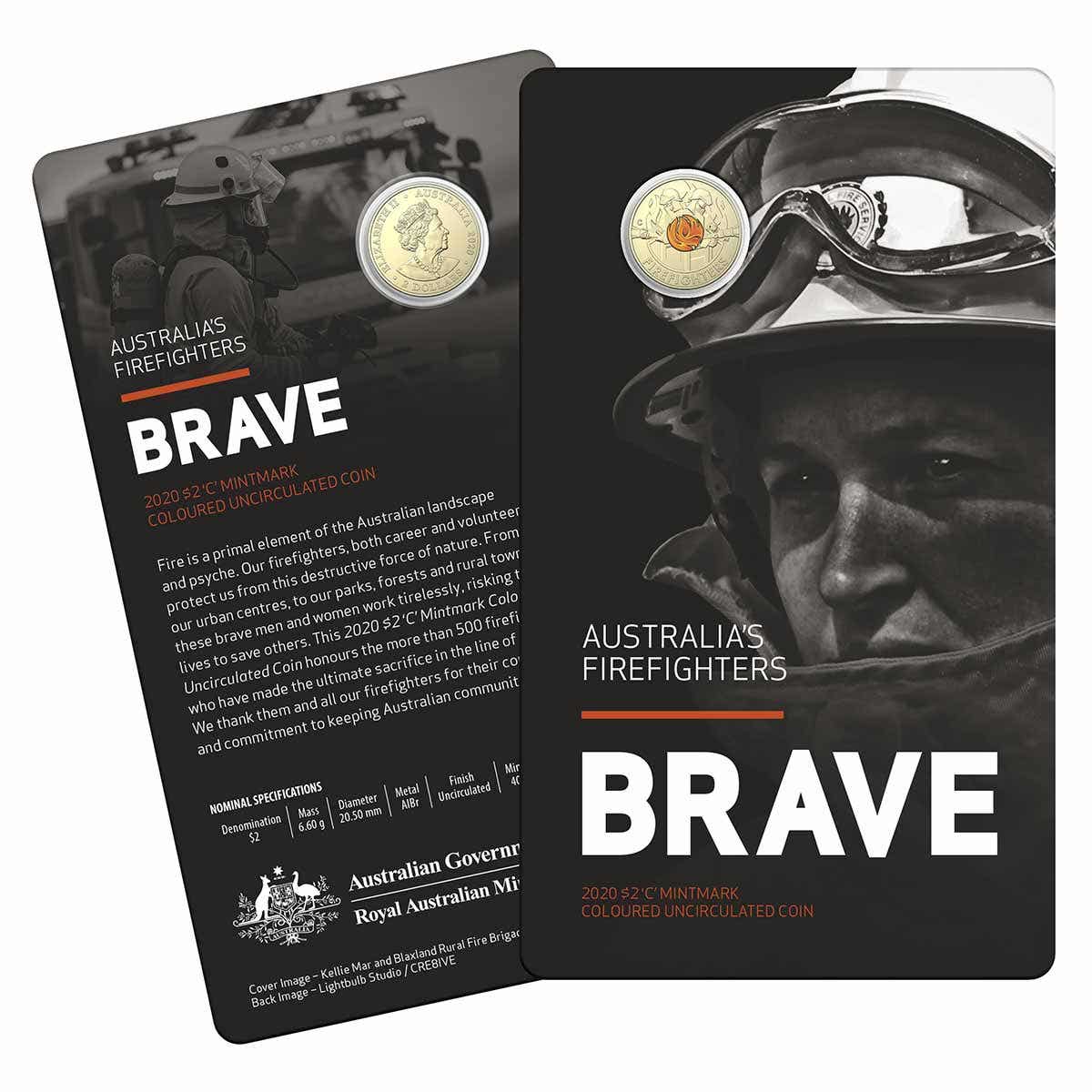 Australia Firefighters 2020 $2 C Mintmark Colour Aluminium-Bronze Uncirculated Coin - Image 4