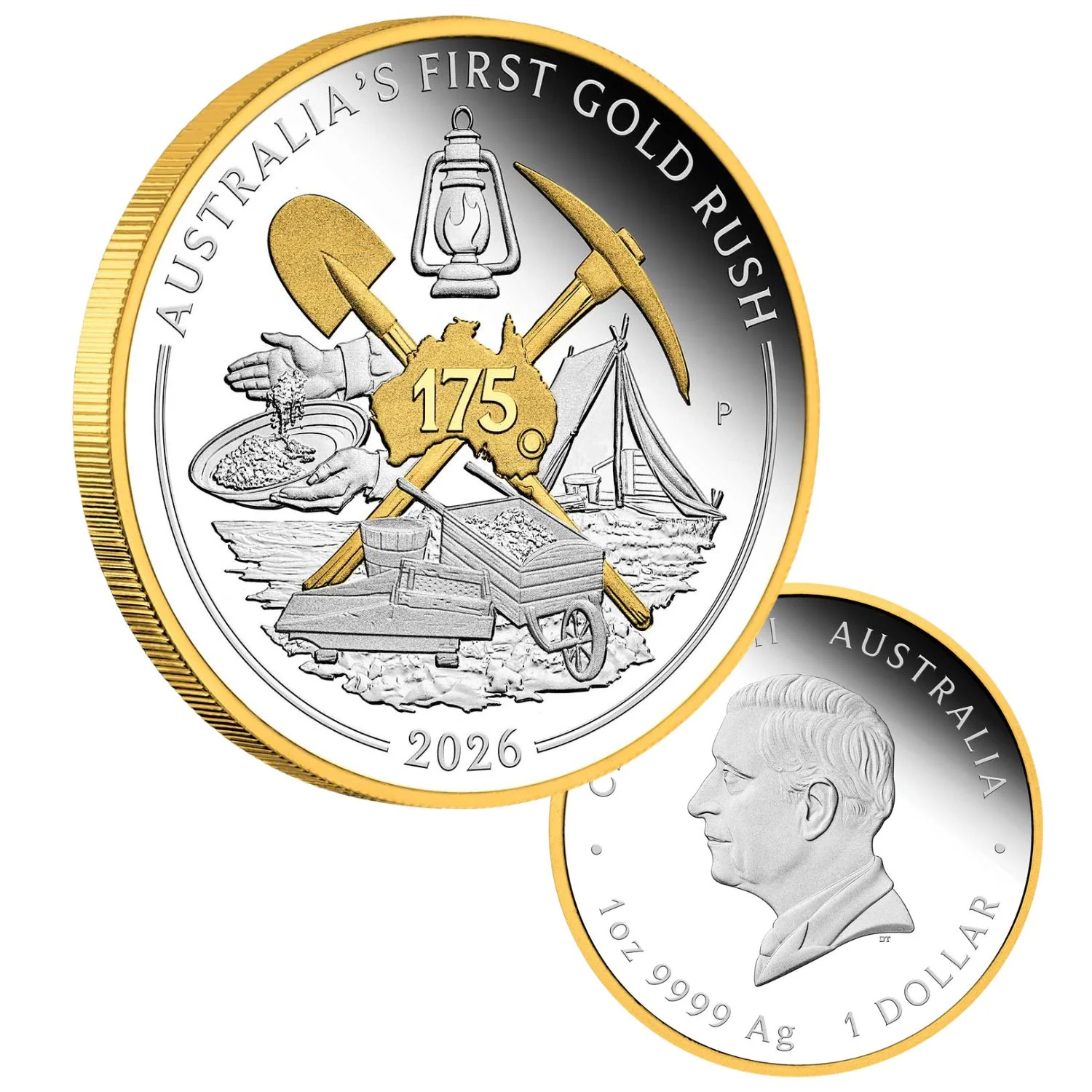 Australia First Gold Rush 175th Anniversary 2026 $1 Gold-plated 1oz Silver Proof Coin