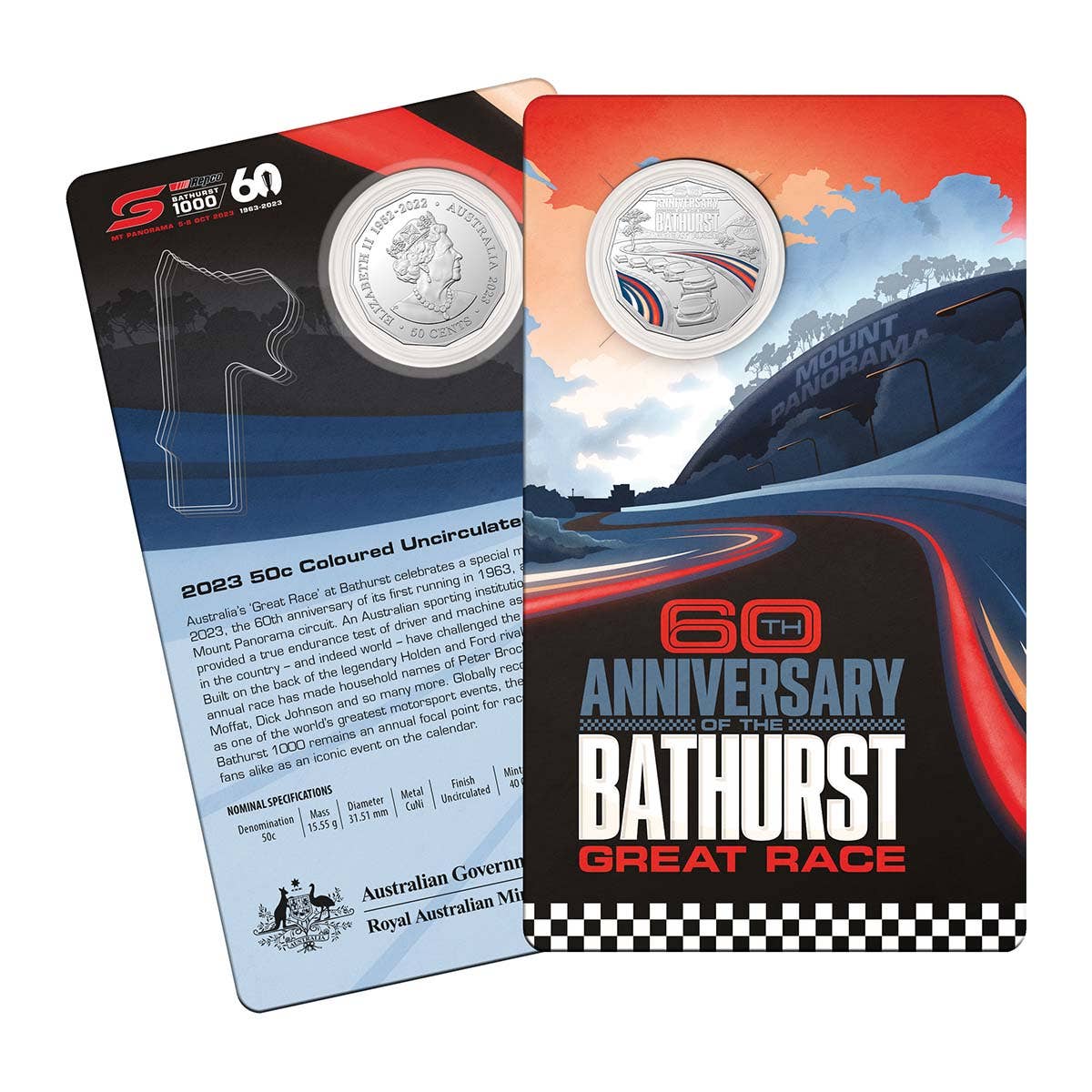 Australia Bathurst 1000 60th Anniversary 2023 50c Colour Cupro-Nickel Uncirculated Coin