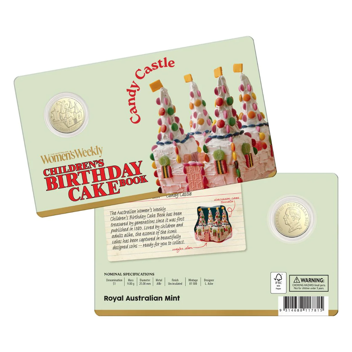 Australia Candy Castle Birthday Cake 2025 $1 Aluminium-Bronze Uncirculated Coin - Image 4