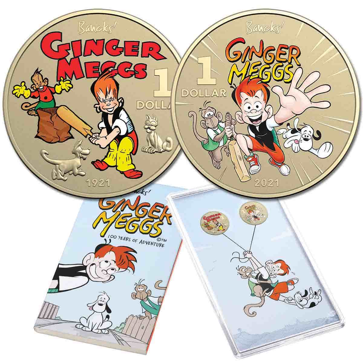 Centenary of Ginger Meggs 2021 $1 Coloured Uncirculated Two-Coin Set