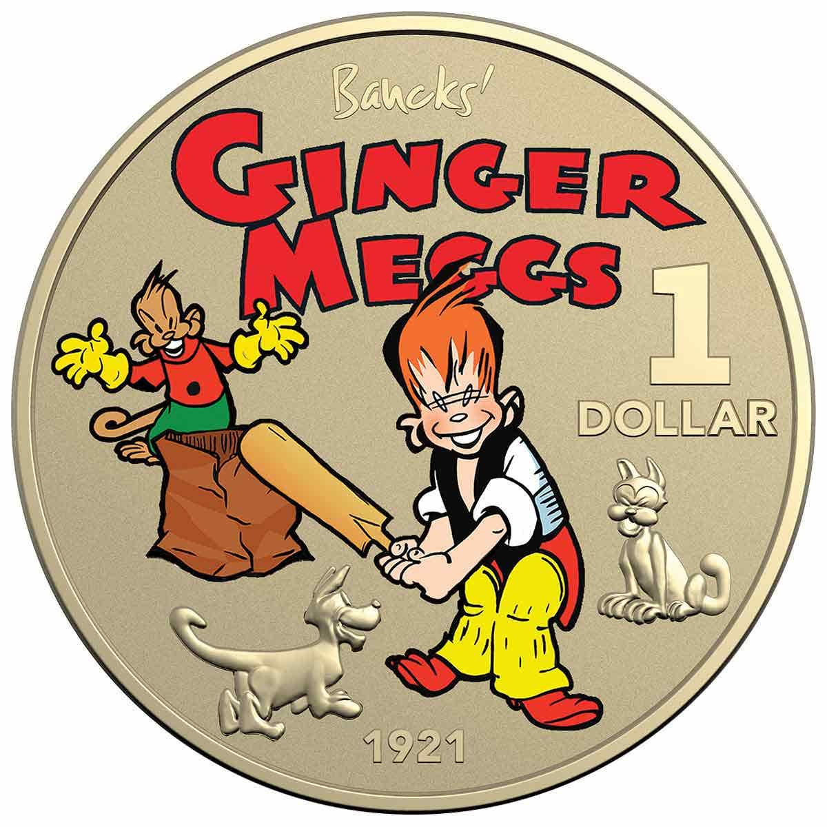 Centenary of Ginger Meggs 2021 $1 Coloured Uncirculated Two-Coin Set - Image 2