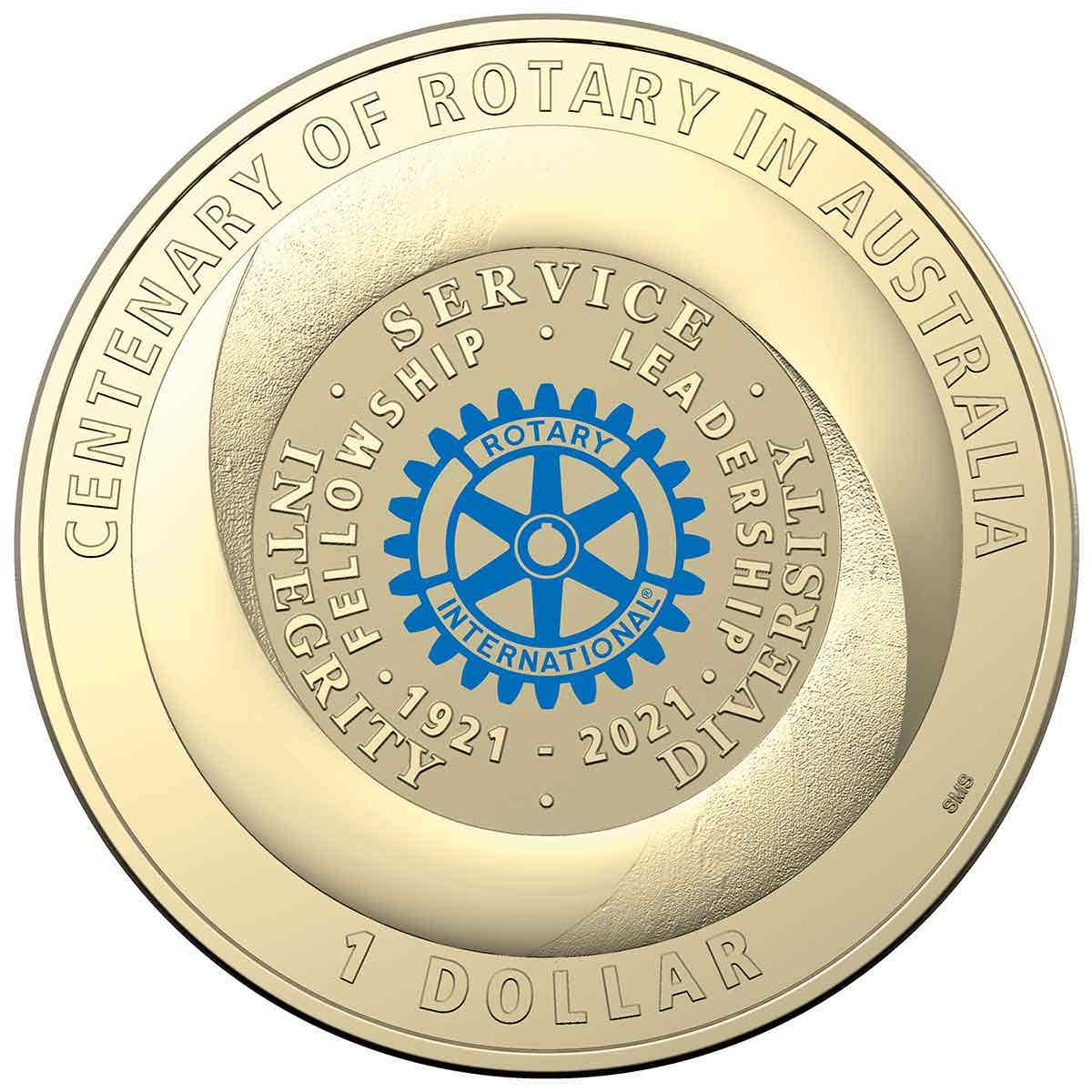 Centenary of Rotary 2021 $1 Aluminium-Bronze Uncirculated Coin - Image 2