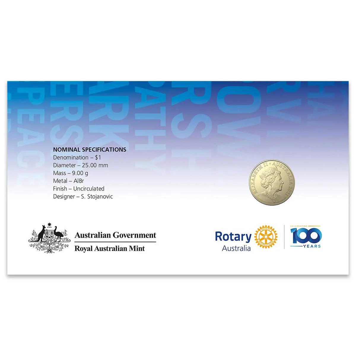 Centenary of Rotary 2021 $1 Stamp & Coin Cover - Image 4
