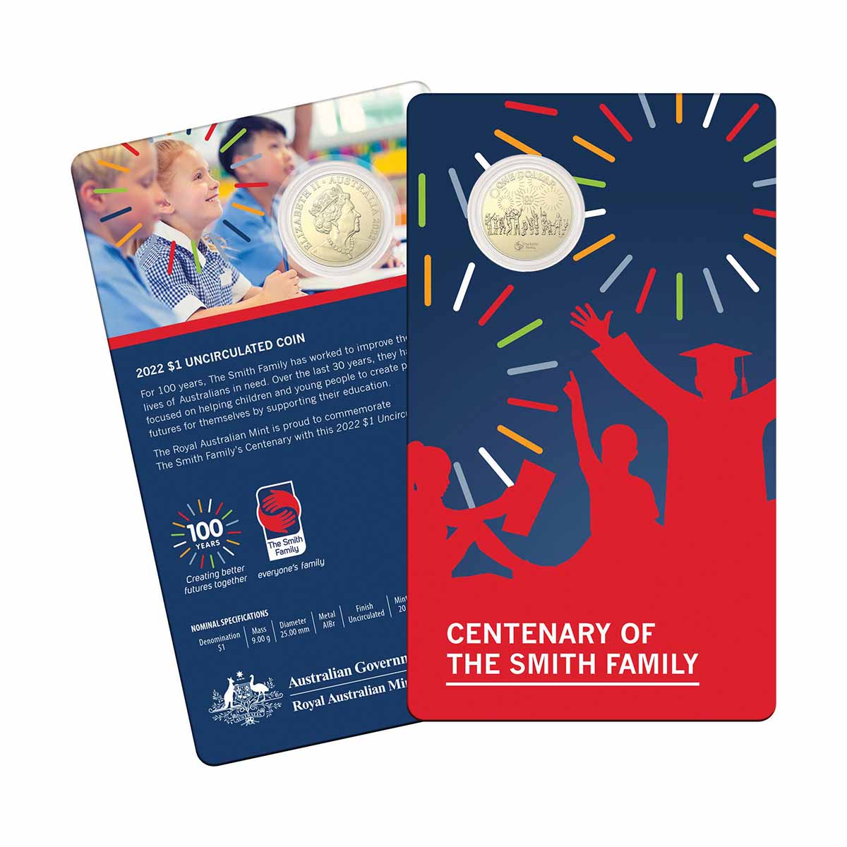 Australia Centenary Of The Smith Family 2022 $1 Uncirculated Coin