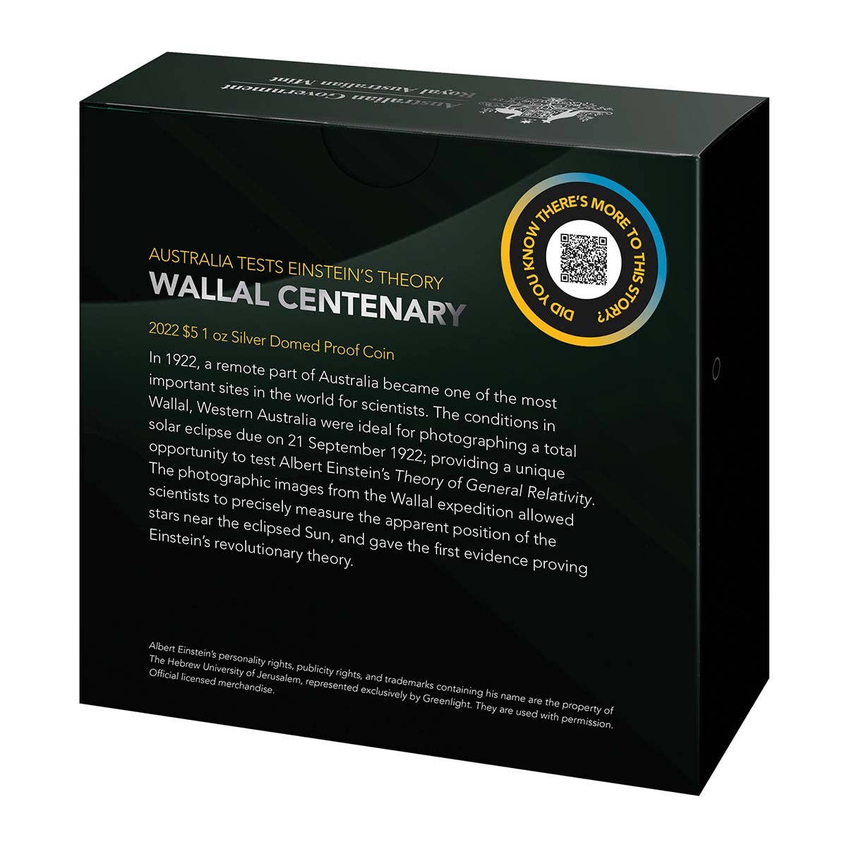 Centenary of the Validation on Einstein'Theory of Relativity 2022 $5 Domed 1oz Silver Proof Coin - Image 6