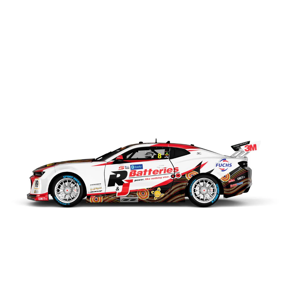 CHEVROLET CAMARO GEN3 ZL1 - BJR - HEIMGARTNER #8 - 2023 Betr Darwin Triple Crown - Race 15 RUNNER-UP - Indigenous Livery - 1:43 Scale Diecast Model Car - Image 2