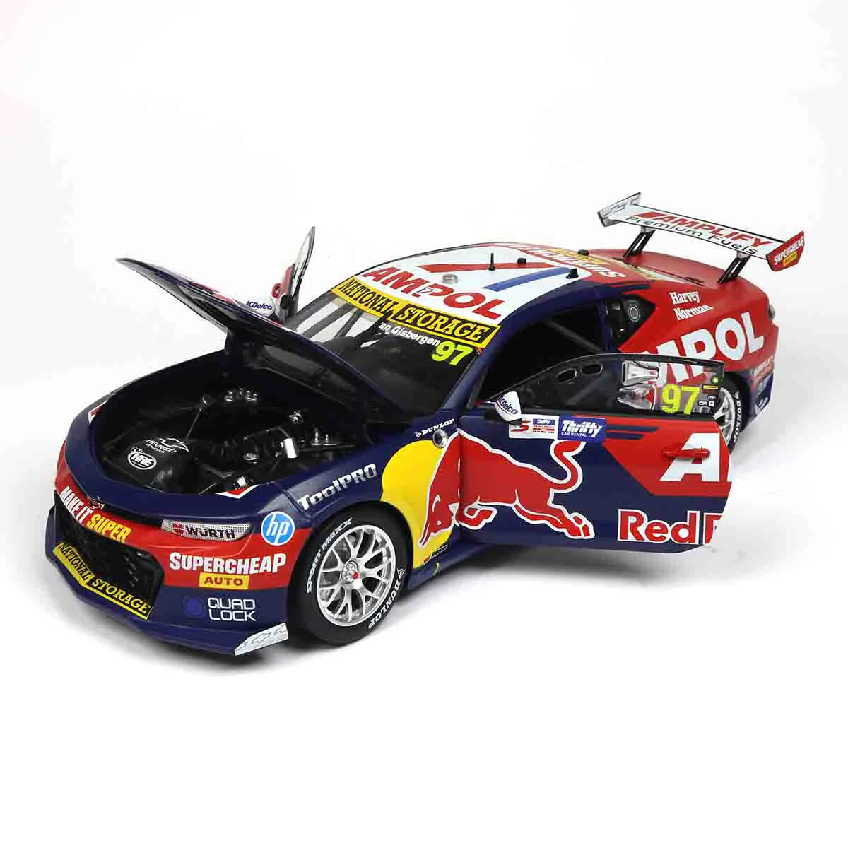CHEVROLET CAMARO GEN3 ZL1 - RED BULL RACING - VAN GISBERGEN #97 - 2023 Thrifty Newcastle 500 - Race 2 WINNER - 1:18 Scale Diecast Model Car - Image 10