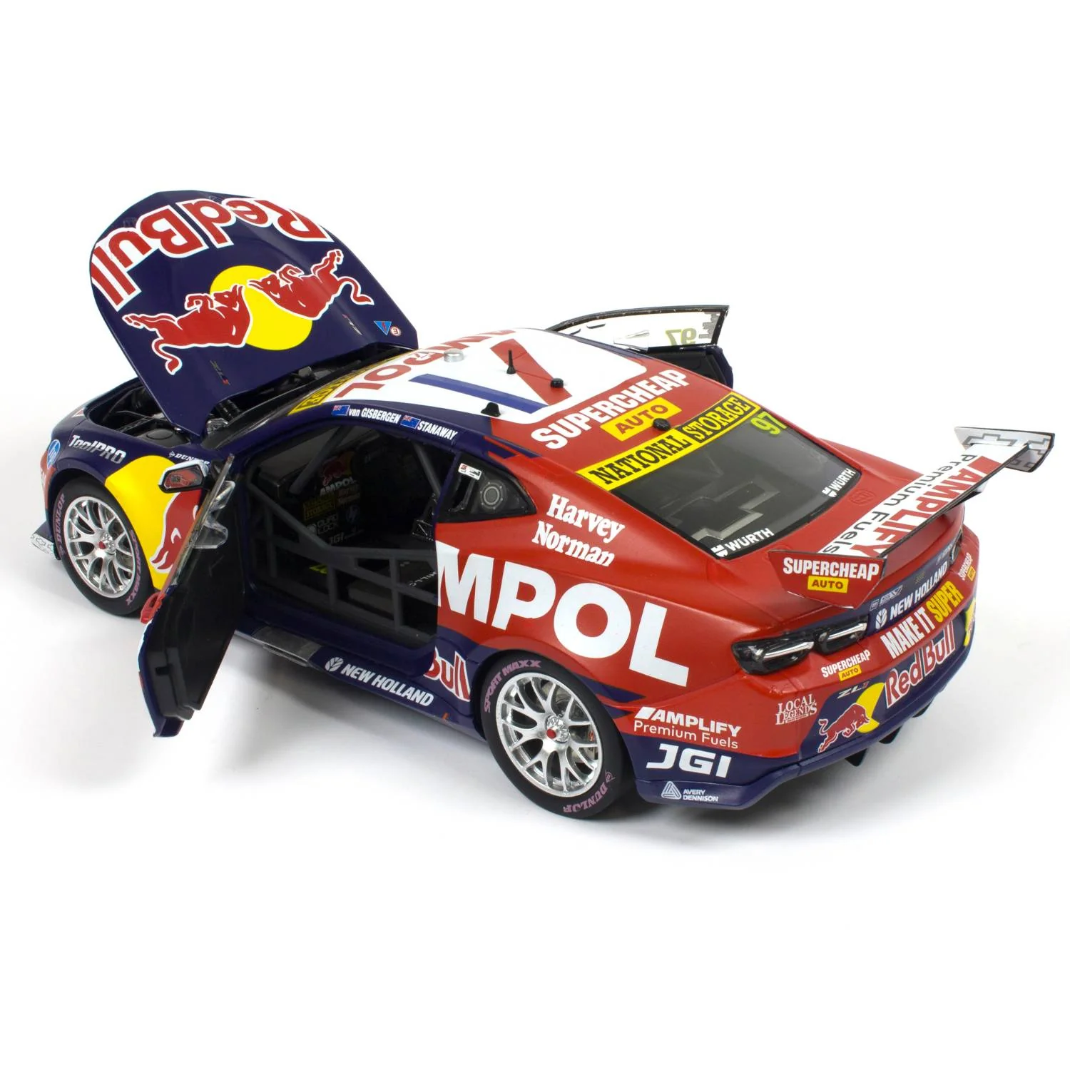CHEVROLET CAMARO - RED BULL AMPOL RACING - VAN GISBERGEN/STANAWAY #97 - 2023 Bathurst 1000 WINNER - 1:18 Scale Diecast Model Car - Image 5