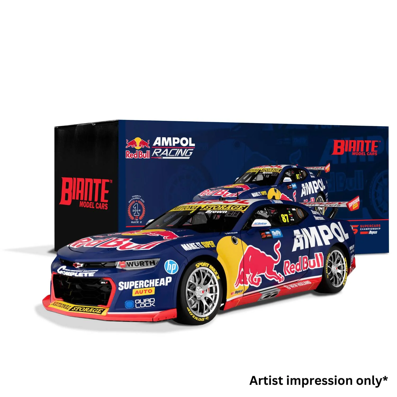 CHEVROLET CAMARO - RED BULL AMPOL RACING - BROWN #87 - 2024 THRIFTY BATHURST 500 - RACE 2 WINNER - 1:43 Scale Diecast Model Car