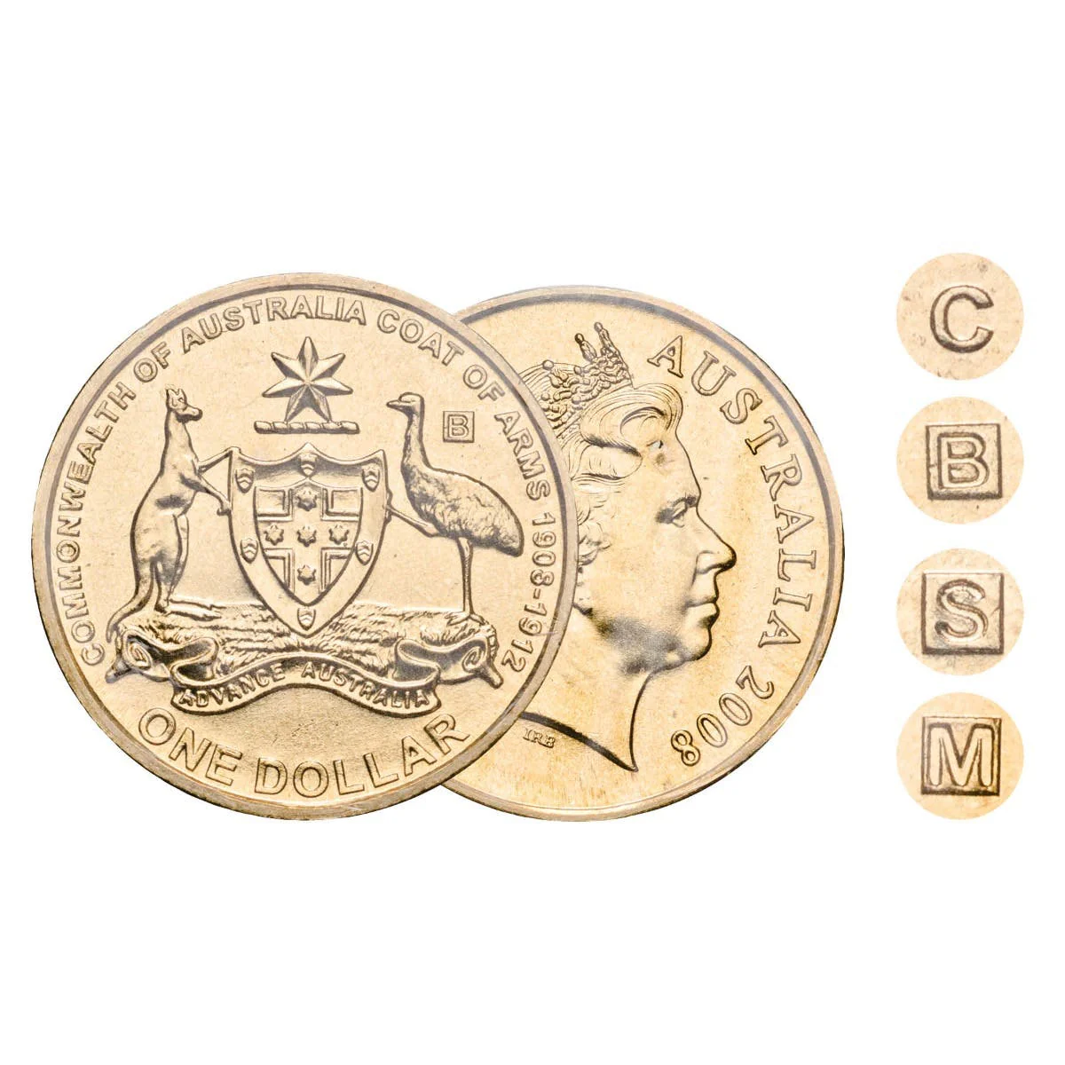 Australia Coat of Arms 100th Anniversary 2008 $1 Aluminium-Bronze Mintmark Uncirculated 4-Coin Set - Image 2