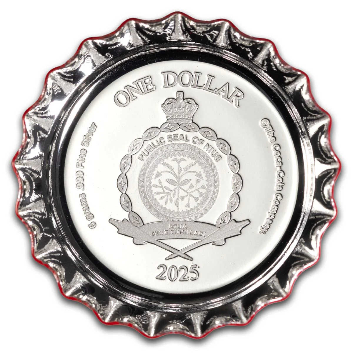Coca-Cola 2025 $1 Bottle Cap Shaped Silver Coin - Image 3