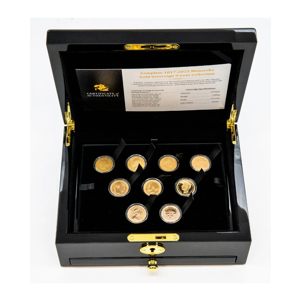 Complete 1817-2026 Monarchs Gold Sovereign 9-Coin Collection