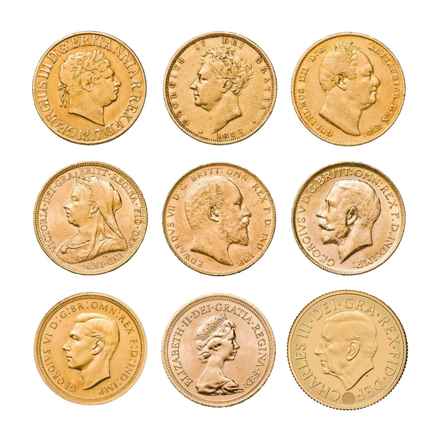 Complete 1817-2026 Monarchs Gold Sovereign 9-Coin Collection - Image 2