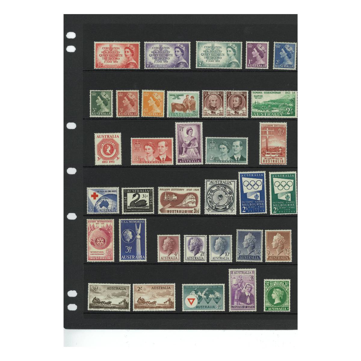 Australia Elizabeth II 1953-65 Complete 122-Stamp Collection Mint Unhinged - Image 3