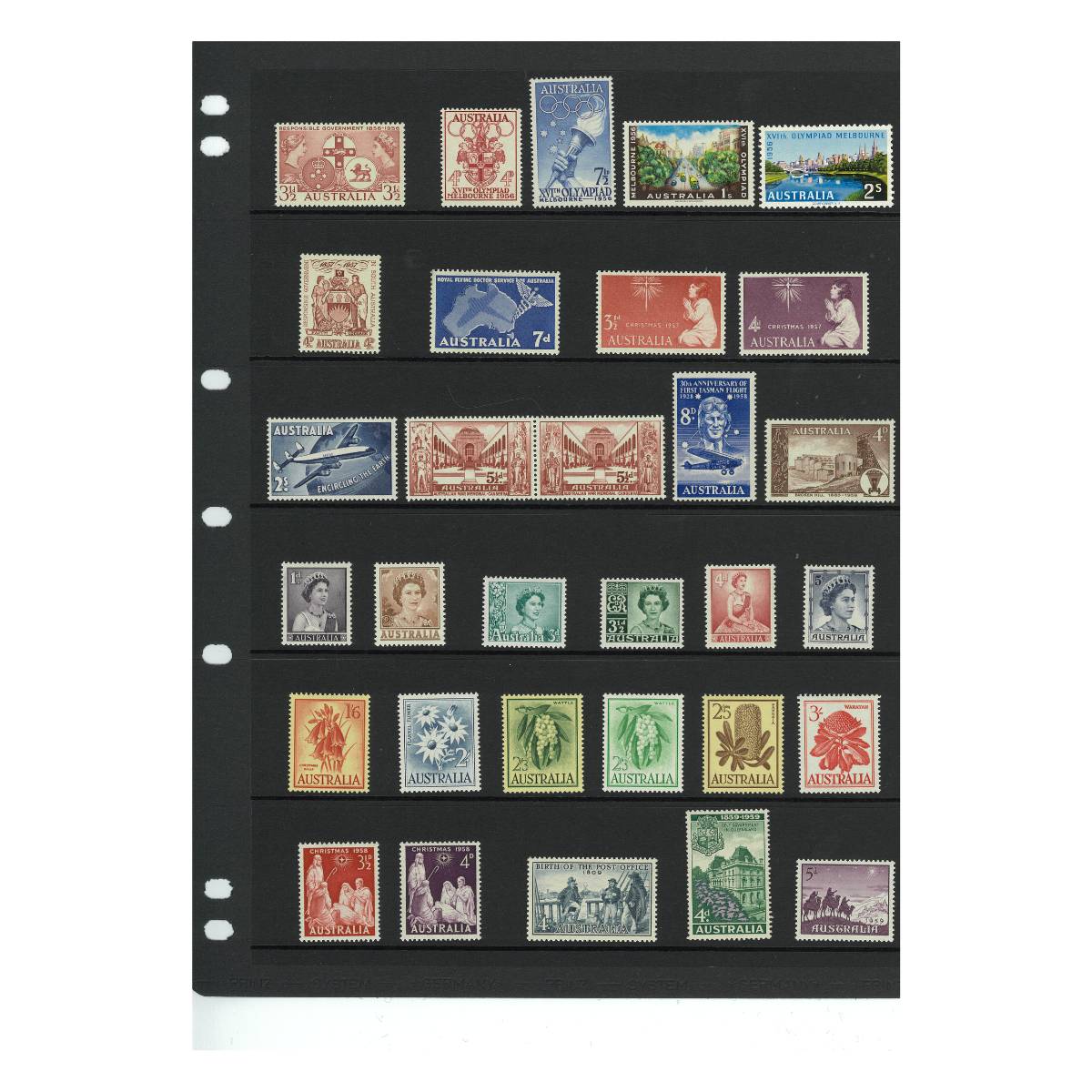 Australia Elizabeth II 1953-65 Complete 122-Stamp Collection Mint Unhinged - Image 4