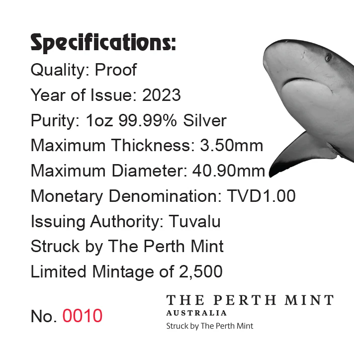 Deadly & Dangerous 2023 $1 Tiger Shark 1oz Silver Proof Coin - Image 5