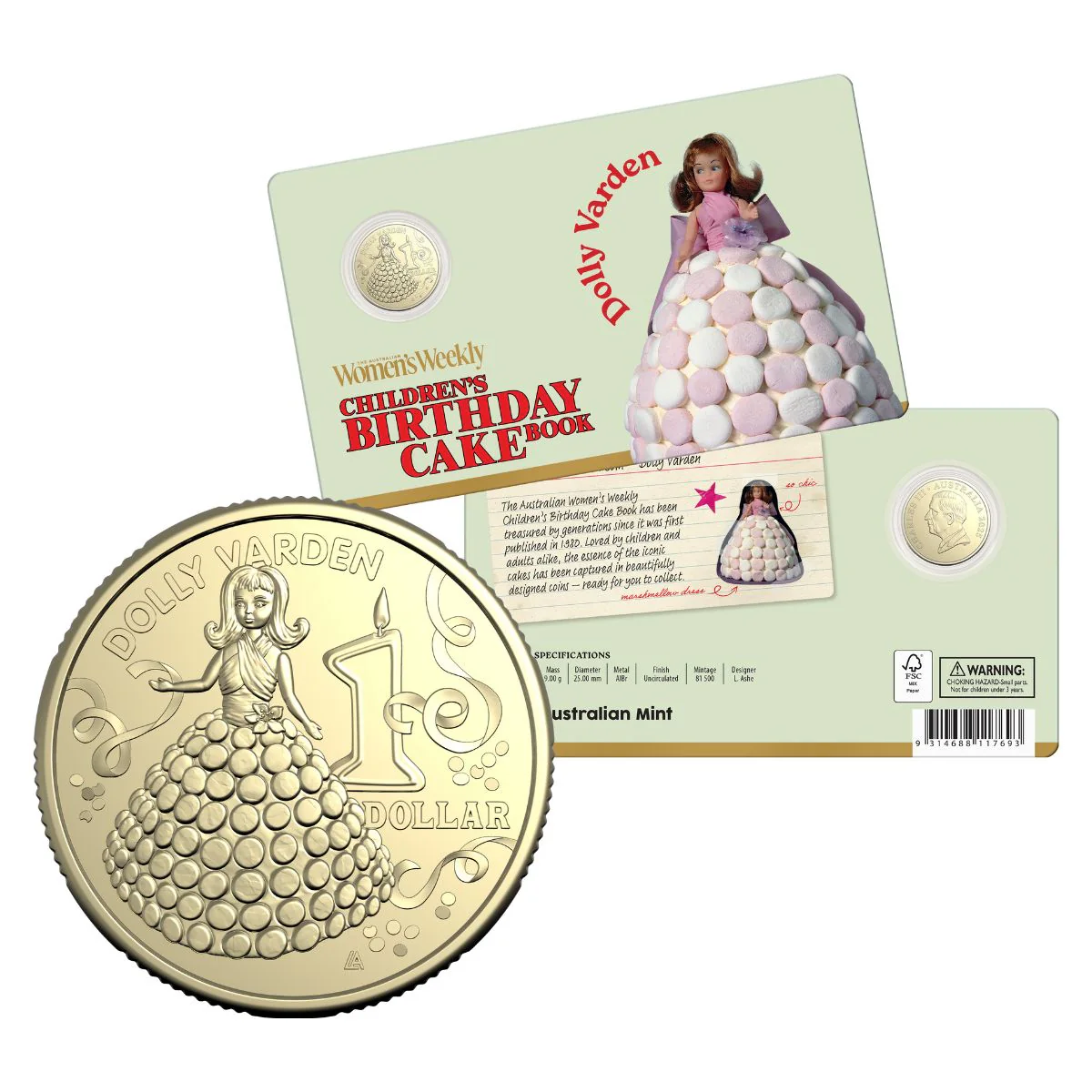 Australia Dolly Varden Birthday Cake 2025 $1 Aluminium-Bronze Uncirculated Coin
