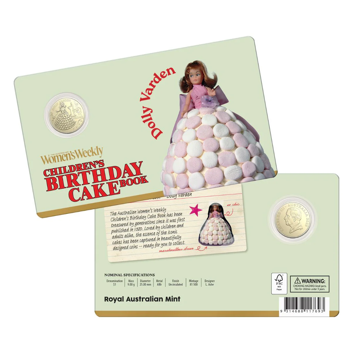 Australia Dolly Varden Birthday Cake 2025 $1 Aluminium-Bronze Uncirculated Coin - Image 4
