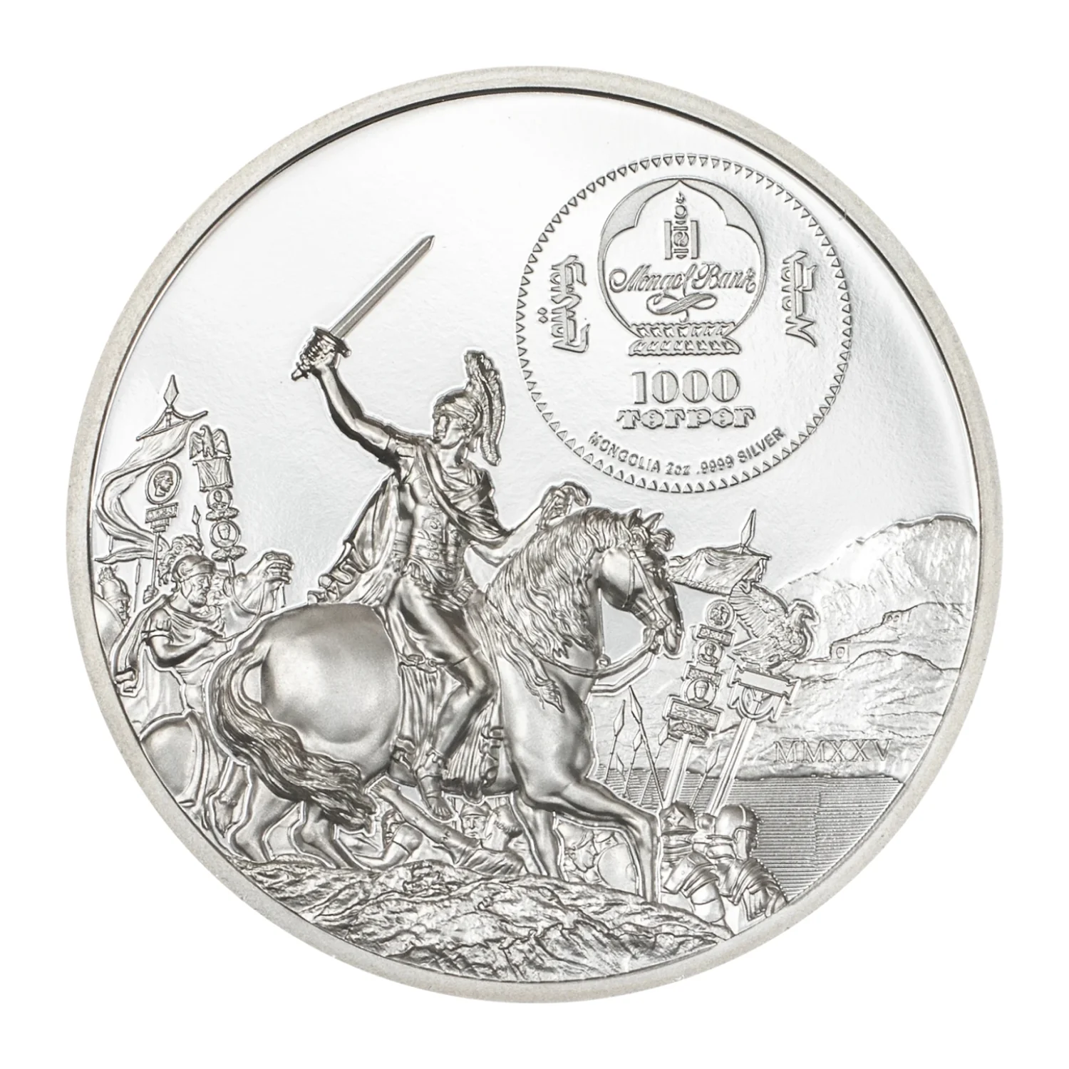 Enemies in History Caesar vs Brutus 2025 1000 Togrog 2oz Silver Proof Coin - Image 2