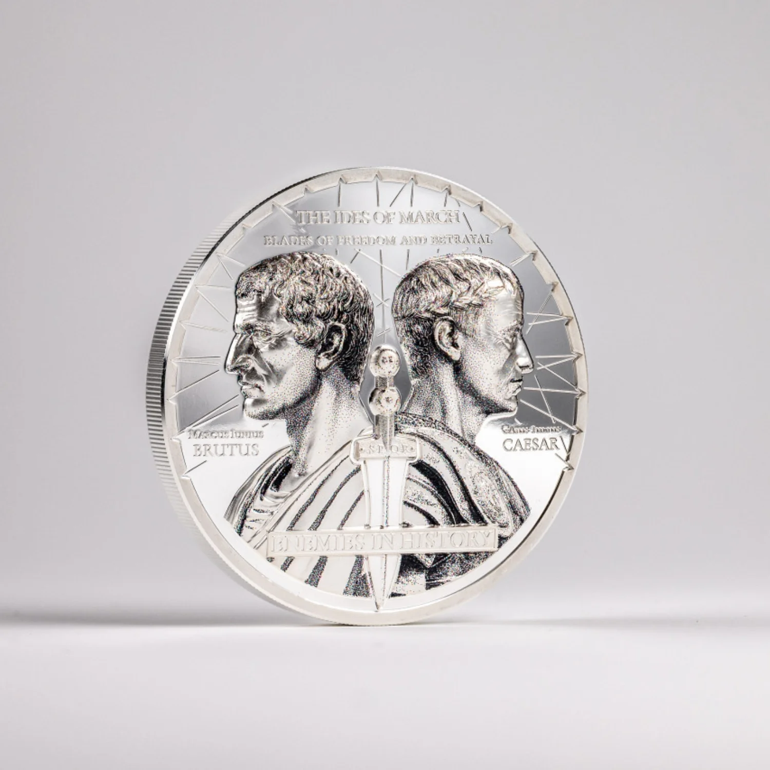 Enemies in History Caesar vs Brutus 2025 1000 Togrog 2oz Silver Proof Coin - Image 3