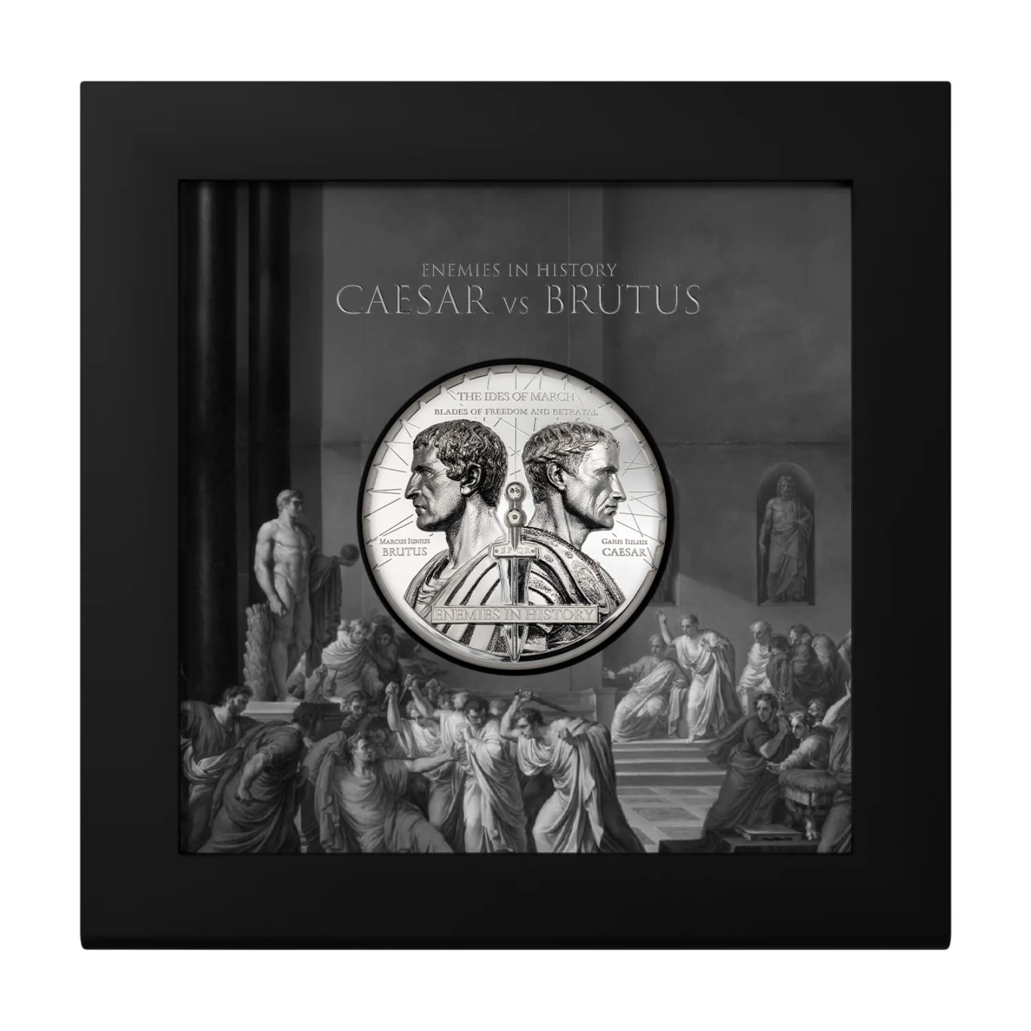 Enemies in History Caesar vs Brutus 2025 1000 Togrog 2oz Silver Proof Coin - Image 4