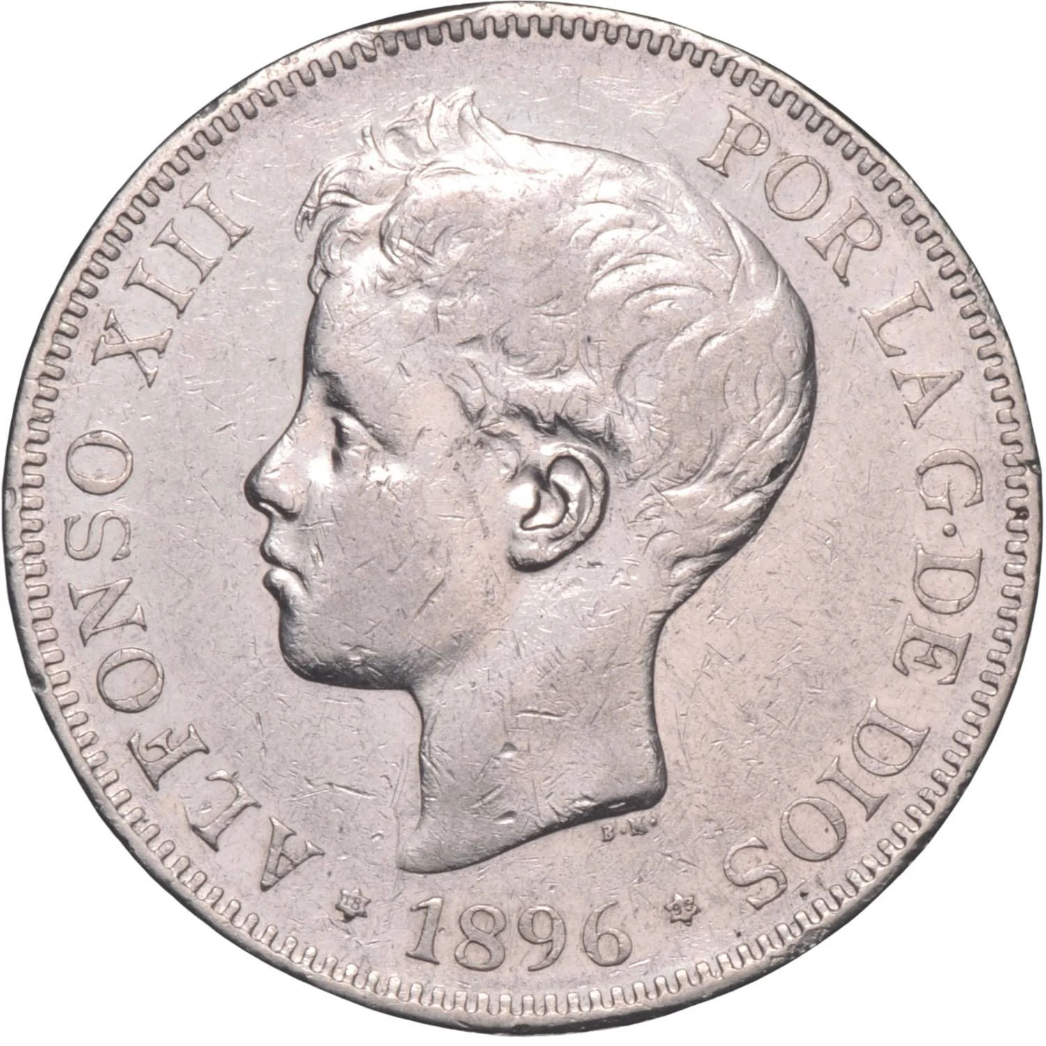 Spain Alfonso XIII Silver 5 Pesetas Coin - Image 2