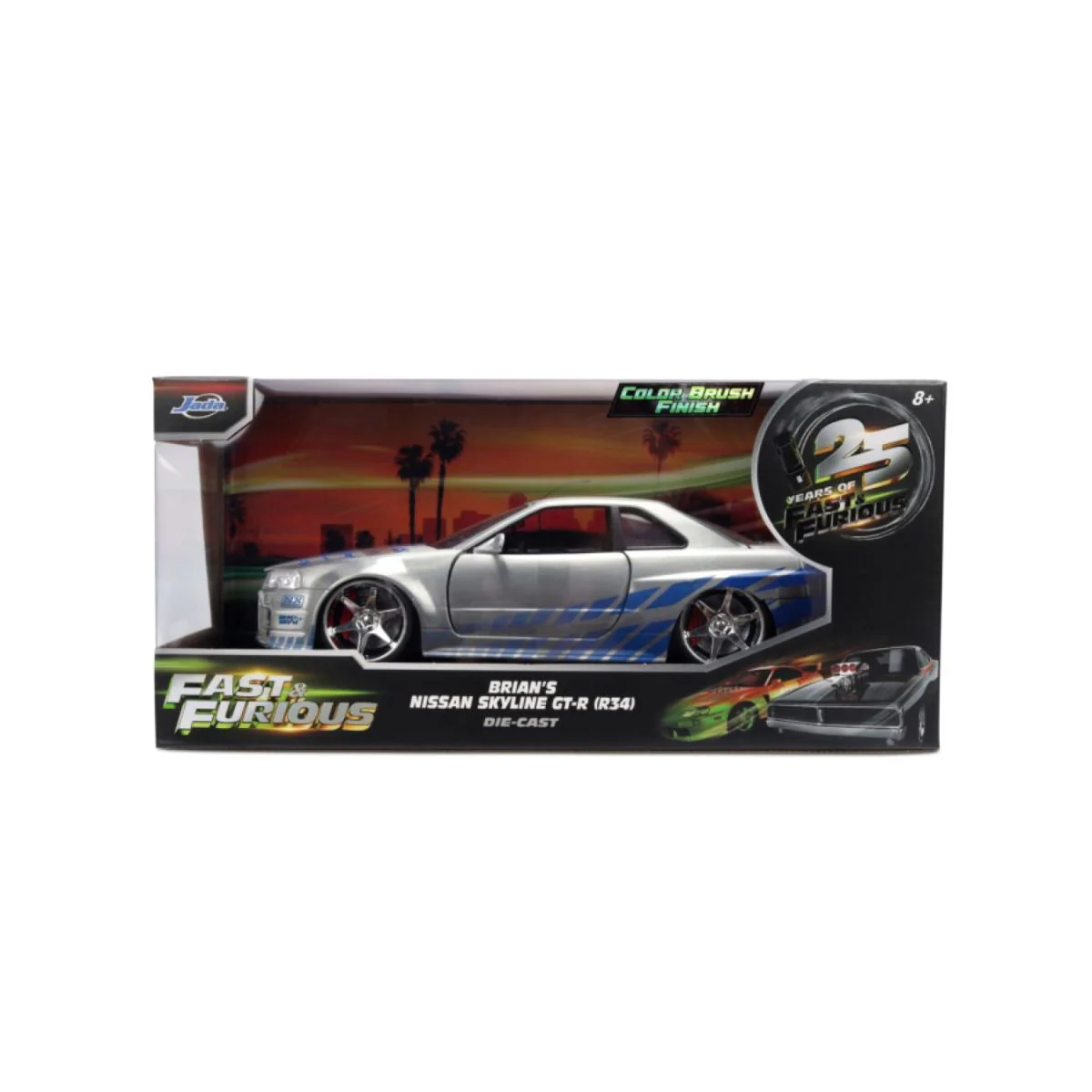 Fast & Furious Brian's 2002 Nissan Skyline GT-R (BNR34) 1:24 Scale Diecast Model Car - Image 7
