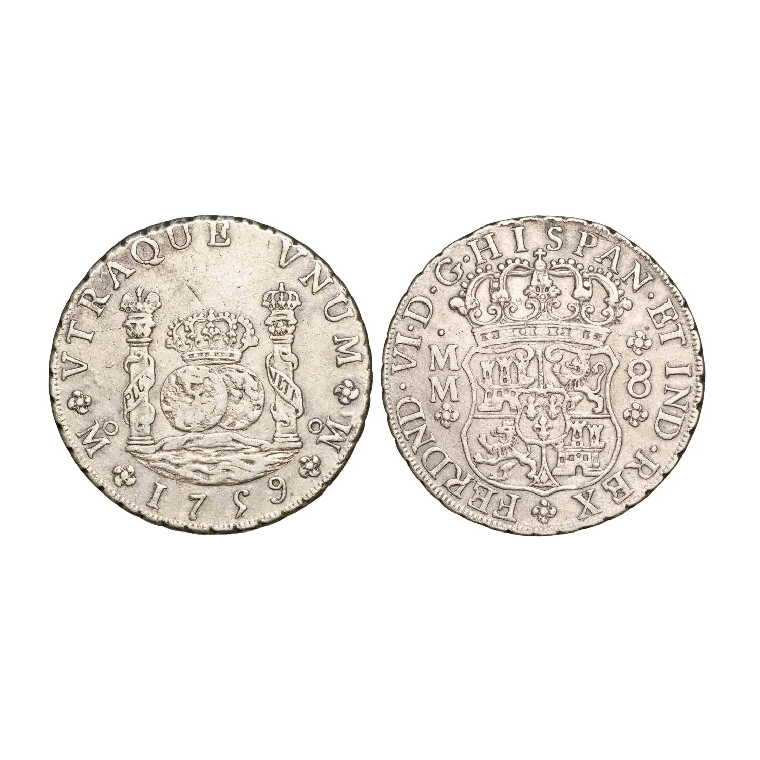 Spanish-American Ferdinand VI 1746-59 Silver 8 Reales Very Fine-Extremely Fine
