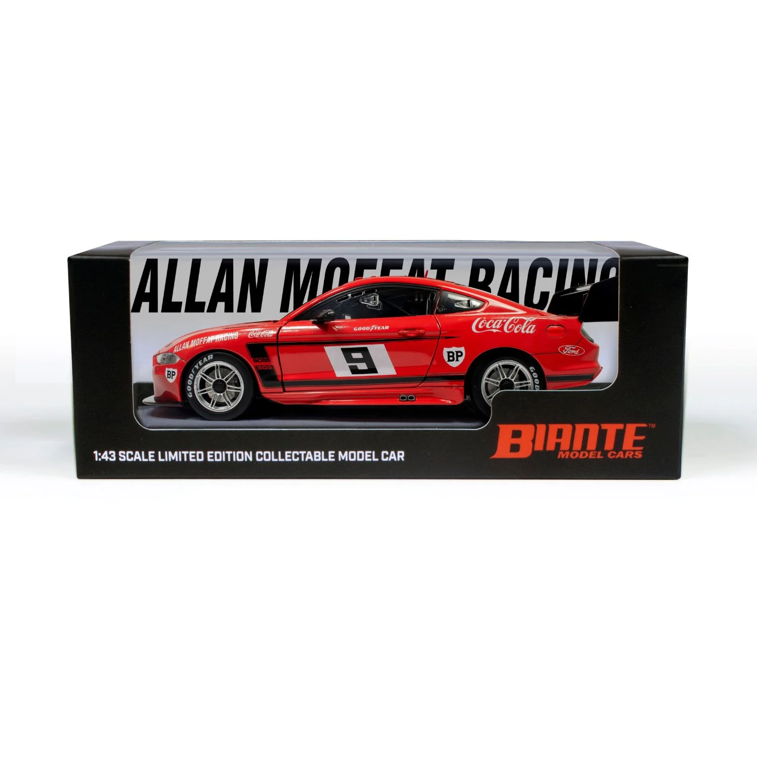 FORD MUSTANG-ALLAN MOFFAT RACING- ALLAN MOFFAT #9 - 1969 COCA-COLA TRANS AM BOSS 302 - RETRO LIVERY - 1:43 Scale Diecast Model Car - Image 9