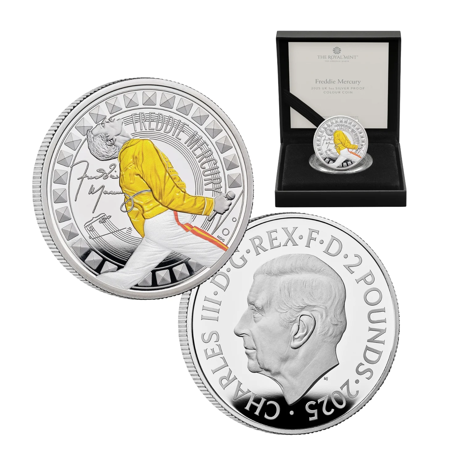 Great Britain Freddie Mercury 2025 £2 Colour 1oz Silver Proof Coin - Image 4