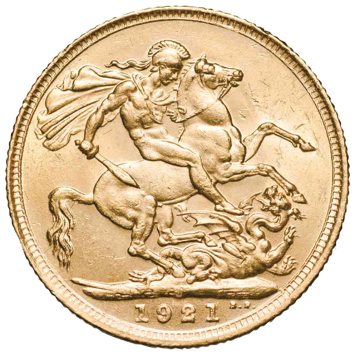 George V 1921S Gold Sovereign about Uncirculated