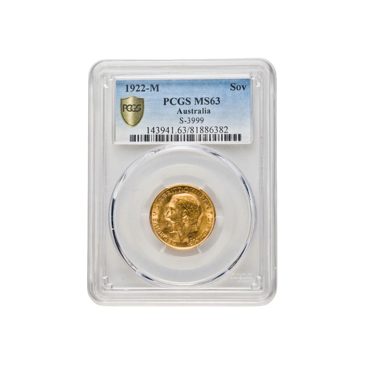 George V 1922M Gold Sovereign PCGS MS63 (Choice Uncirculated)