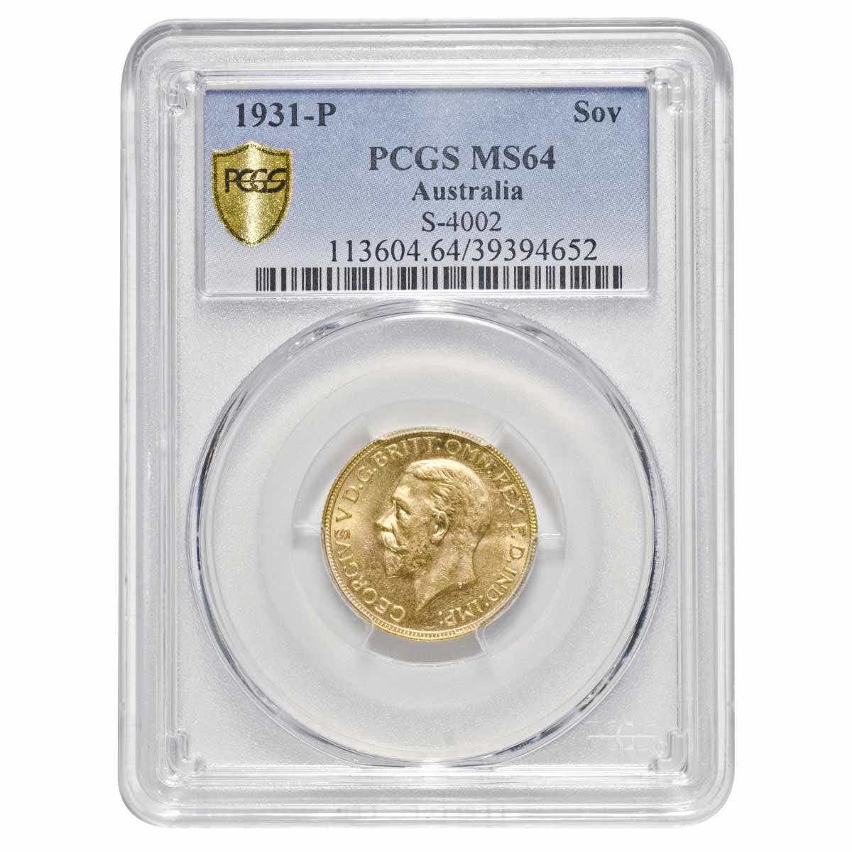 1931 Perth George V Gold Sovereign PCGS George V MS64 (Choice Uncirculated) - Image 3