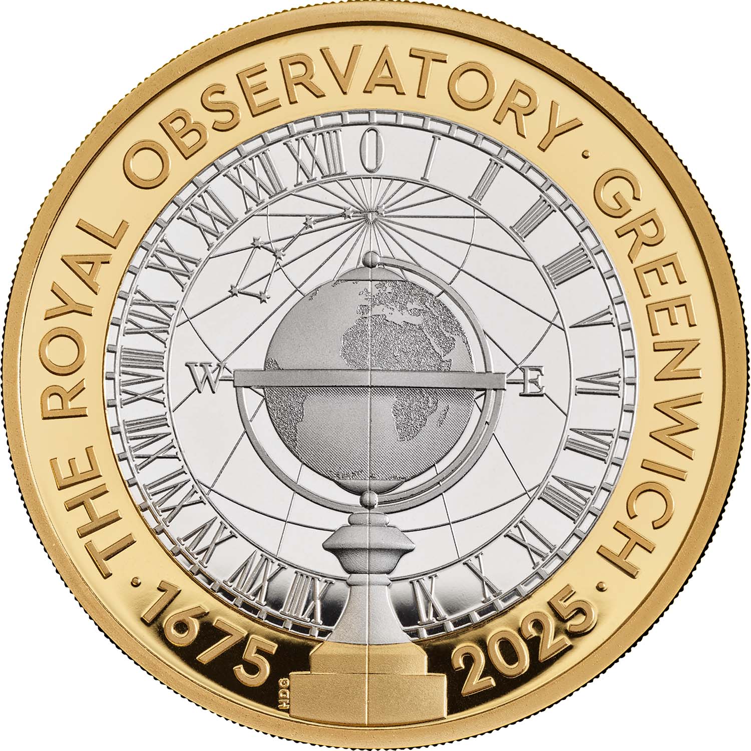 Great Britain 350th Anniversary of the Royal Observatory 2025 £2 Bimetal Silver Proof Piedfort Coin