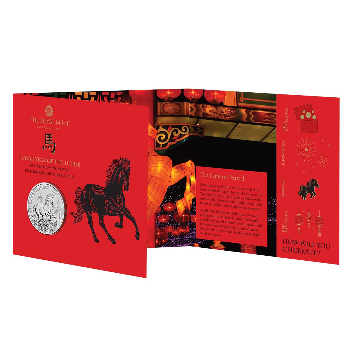 Great Britain Lunar Year of the Horse 2026 £5 Brilliant Uncirculated Coin - Image 3