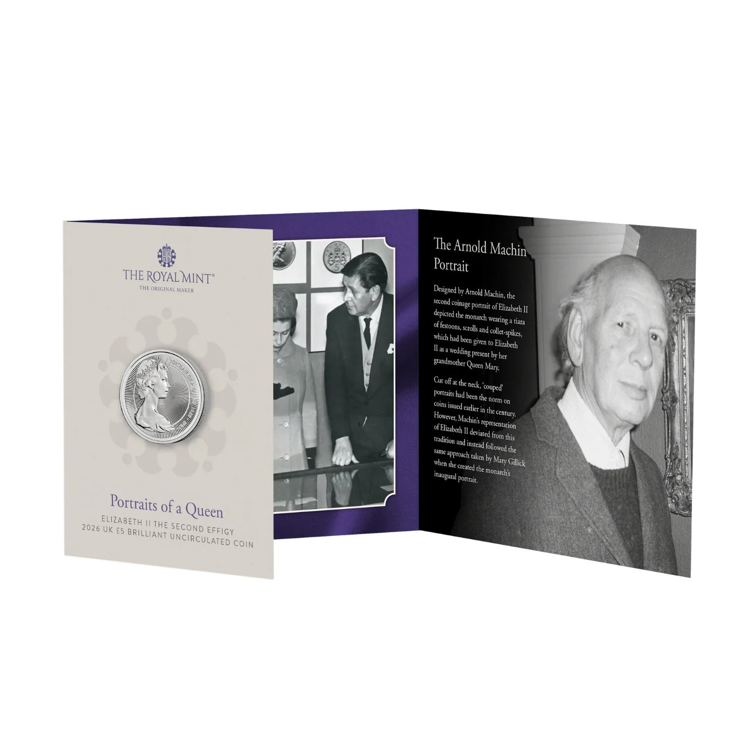 Great Britain Portraits of Queen Elizabeth II 2026 £5 Arnold Machin Cupro-Nickel Brilliant Uncirculated Coin - Image 2