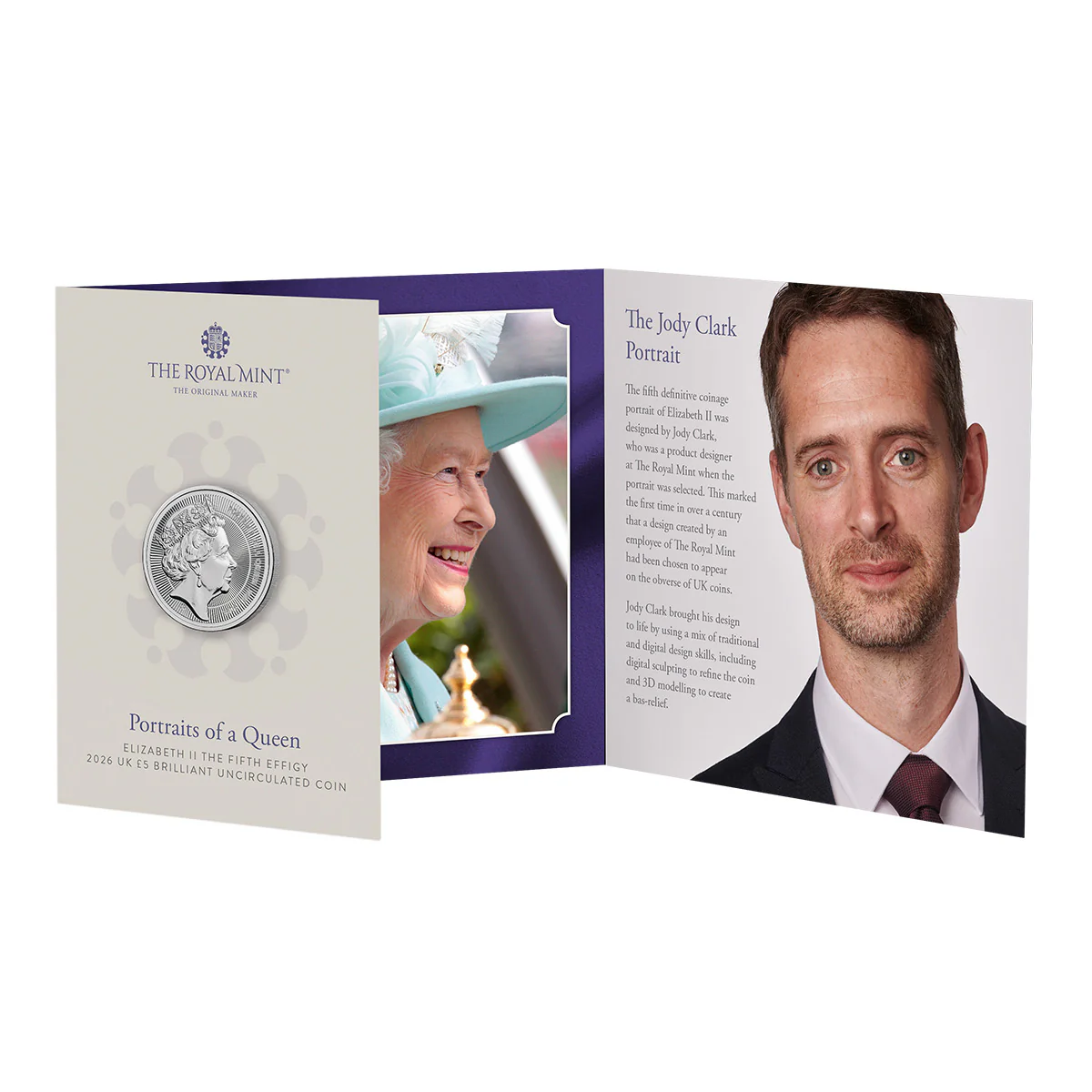 Great Britain Portraits of Queen Elizabeth II 2026 £5 Jody Clark Cupro-Nickel Brilliant Uncirculated Coin - Image 2