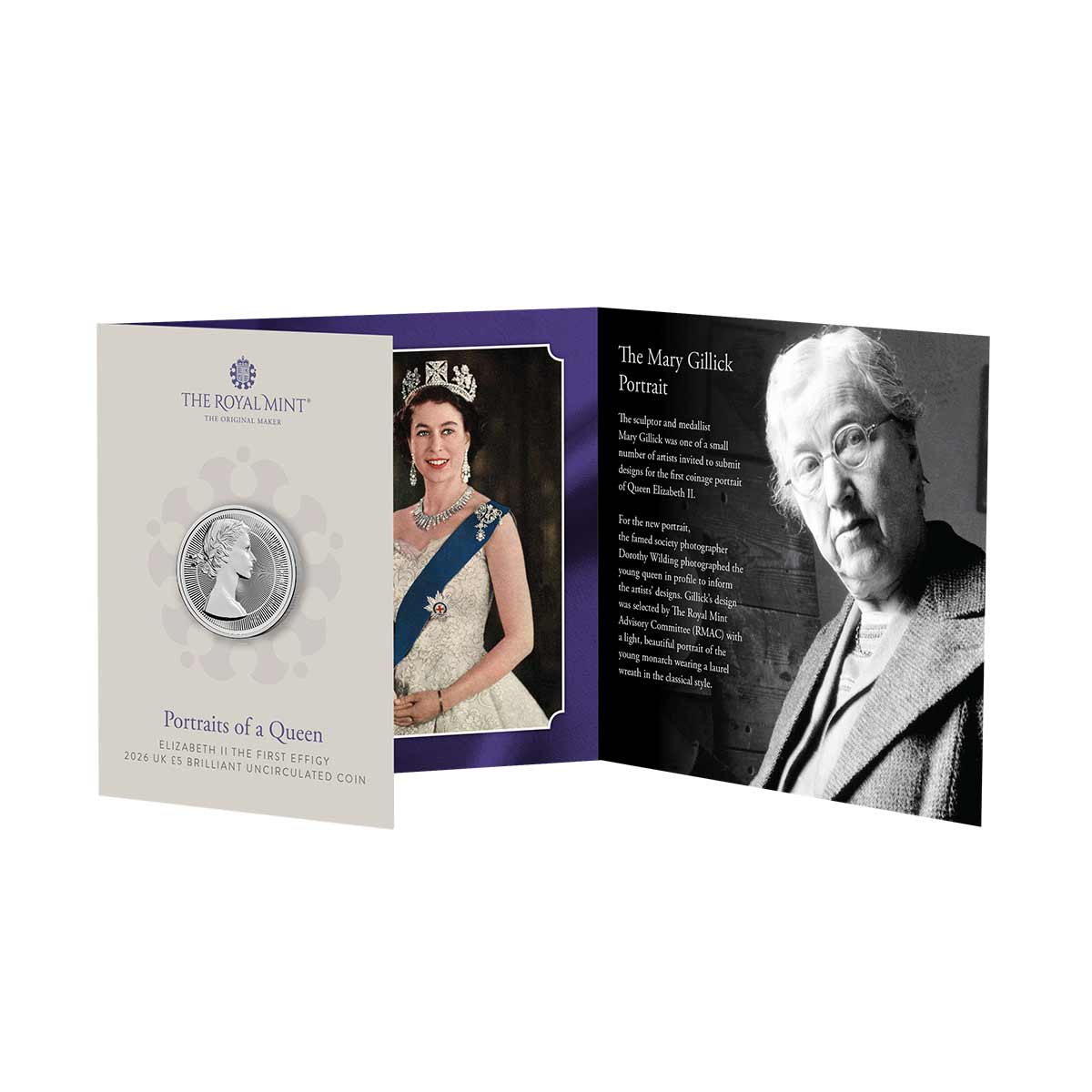 Great Britain Portraits of Queen Elizabeth II 2026 £5 Mary Gilick Cupro-Nickel Brilliant Uncirculated Coin - Image 2
