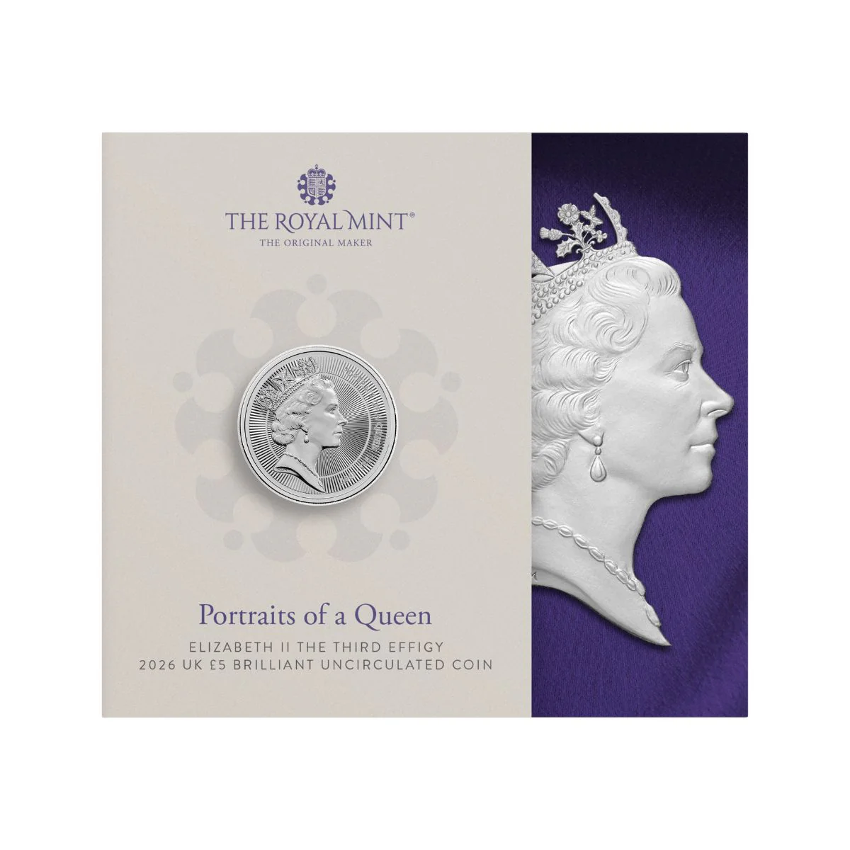 Great Britain Portraits of Queen Elizabeth II 2026 £5 Raphael Maklouf Cupro-Nickel Brilliant Uncirculated Coin - Image 4