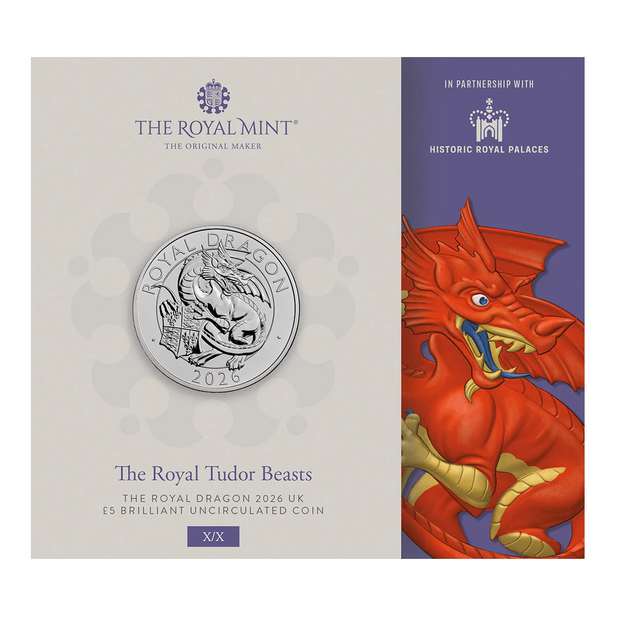 Great Britain Royal Tudor Beasts 2026 £5 Royal Dragon Cupro-Nickel Brilliant Uncirculated Coin - Image 5