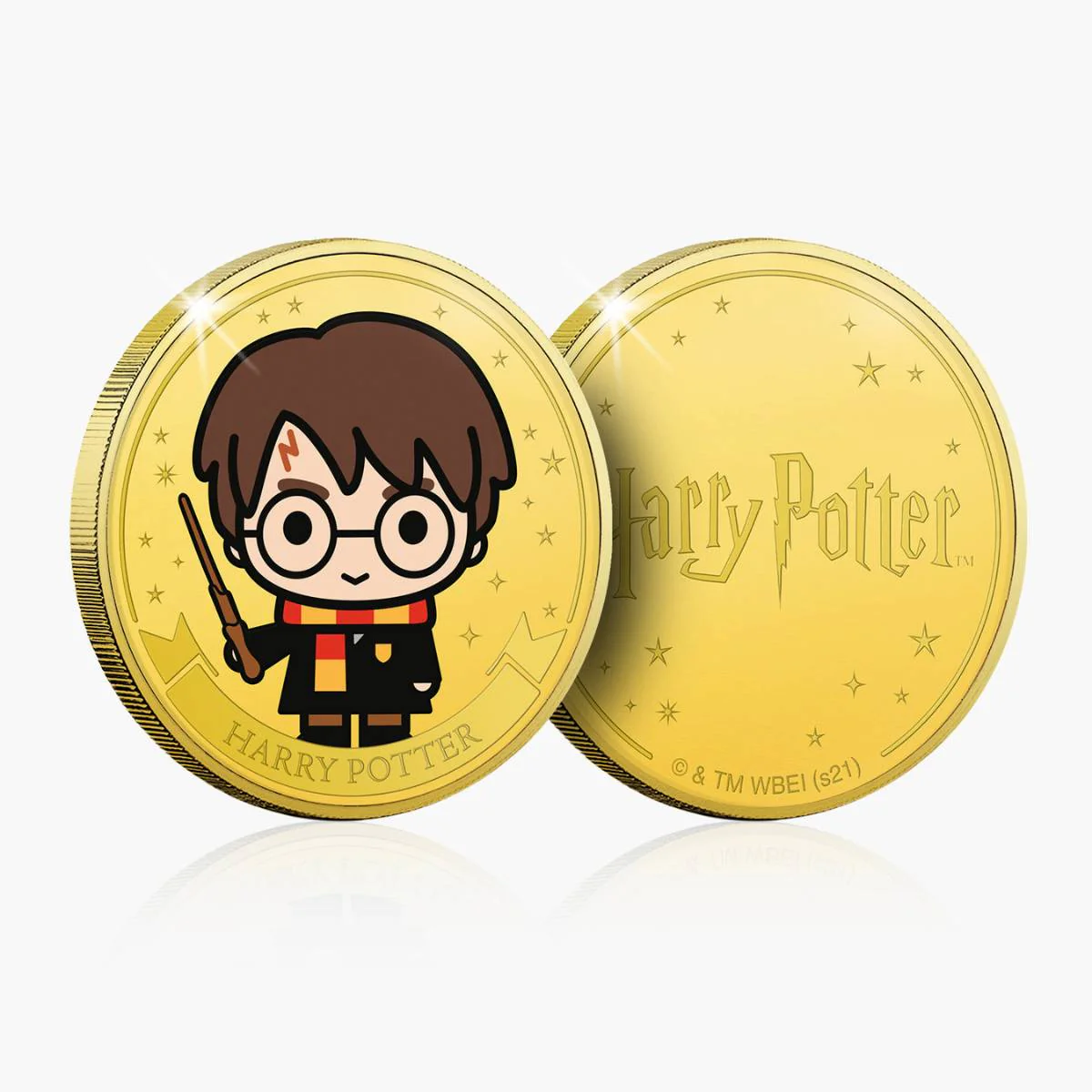 Harry Potter Chibi Harry, Ron & Hermione Gold-plated Prooflike Medallion Trio - Image 2