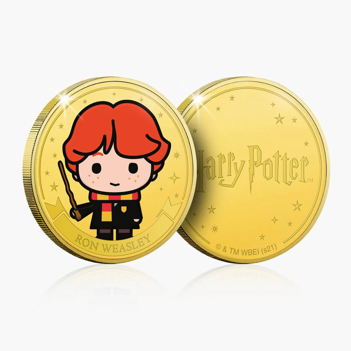 Harry Potter Chibi Harry, Ron & Hermione Gold-plated Prooflike Medallion Trio - Image 3